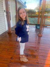 Load image into Gallery viewer, Girl's Glitter Bow Letter and Side Bow Sweatshirt