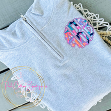 Load image into Gallery viewer, Monogram Circle Scalloped Quarter Zip Sweatshirt