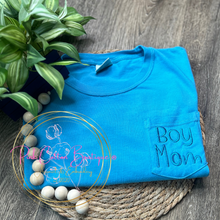 Load image into Gallery viewer, Boy Mom Embroidered Pocket T-Shirt