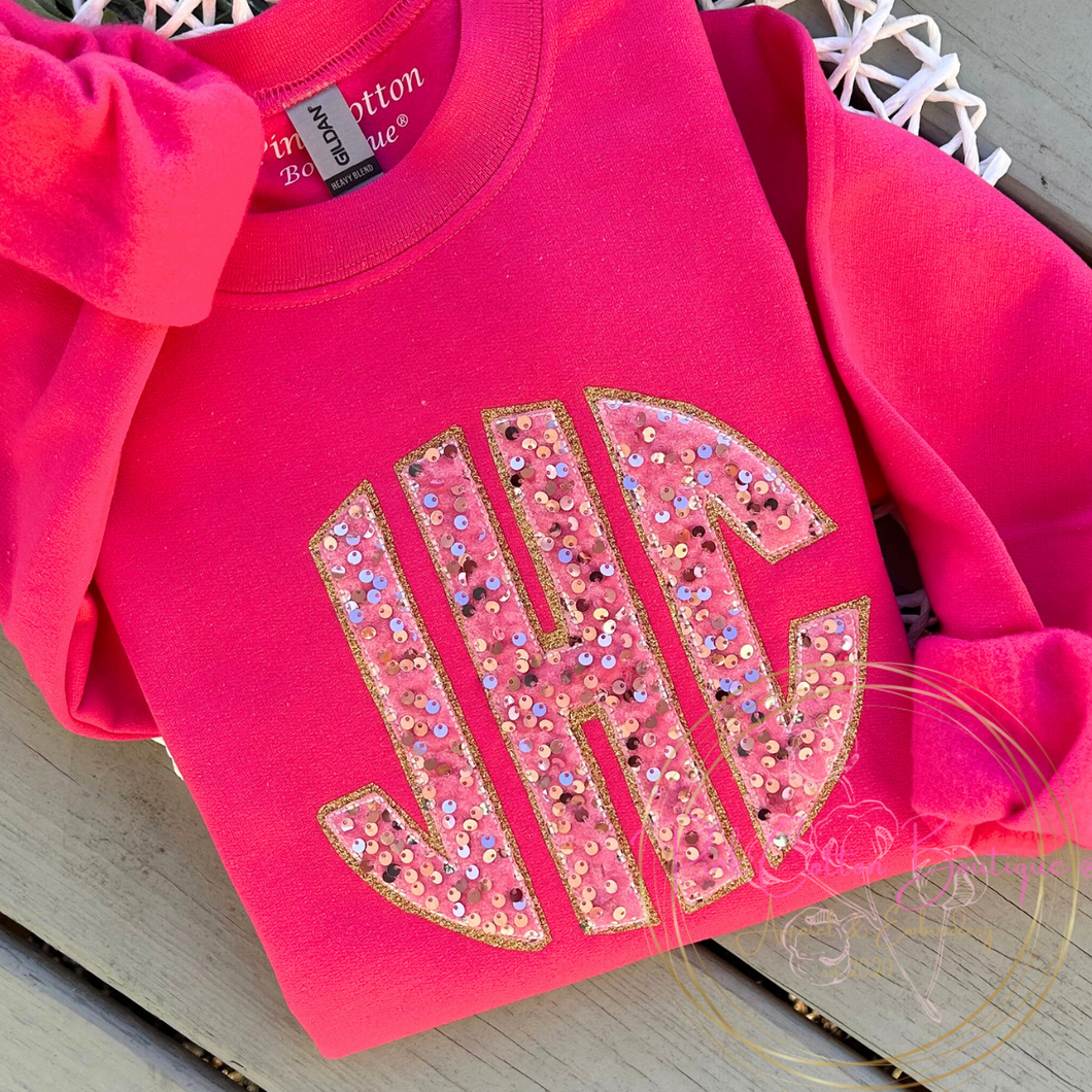 Sequin Initial Embroidered Shirt