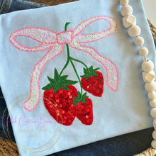 Load image into Gallery viewer, Strawberry Trio Embroidered Short Sleeve Shirt
