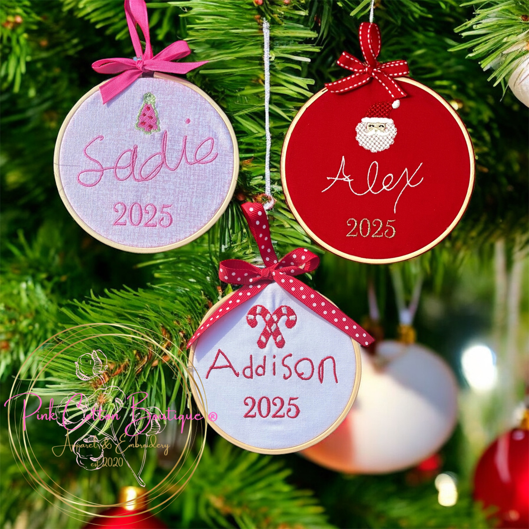 Custom Handwritten Embroidered Christmas Ornament – Personalized Keepsake