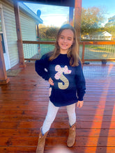 Load image into Gallery viewer, Girl&#39;s Glitter Bow Letter and Side Bow Sweatshirt
