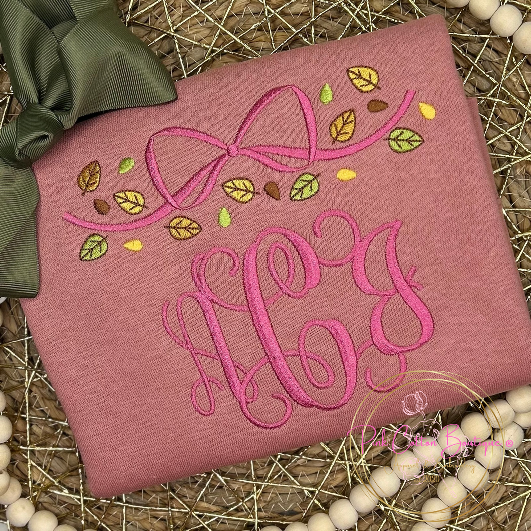 Fall Leaves Bow Monogram Sweatshirt