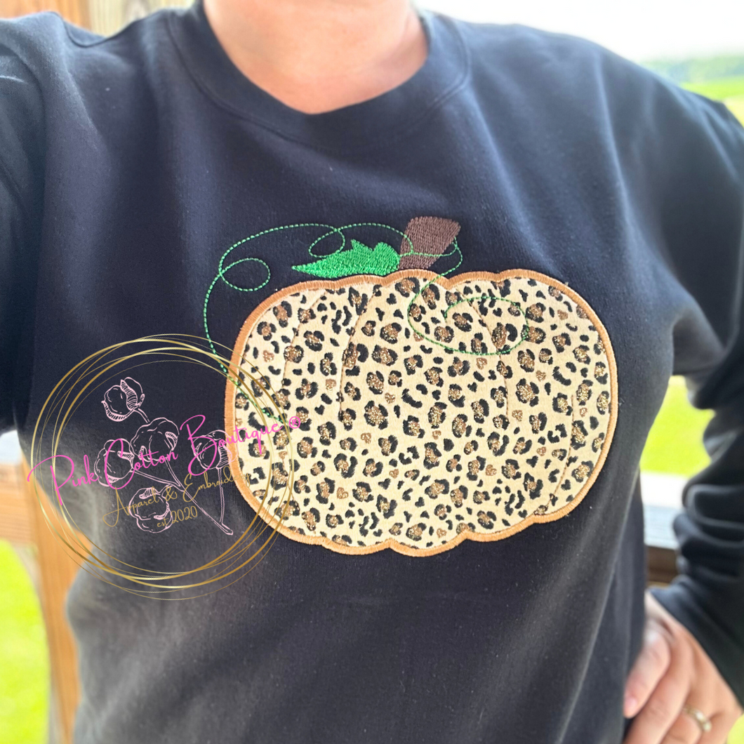 Leopard Embroidered Pumpkin Shirt
