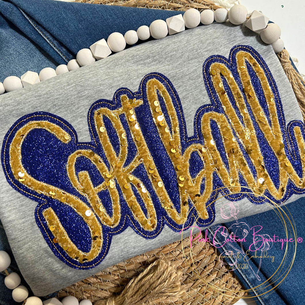 Softball Hand Lettered Embroidered Shirt