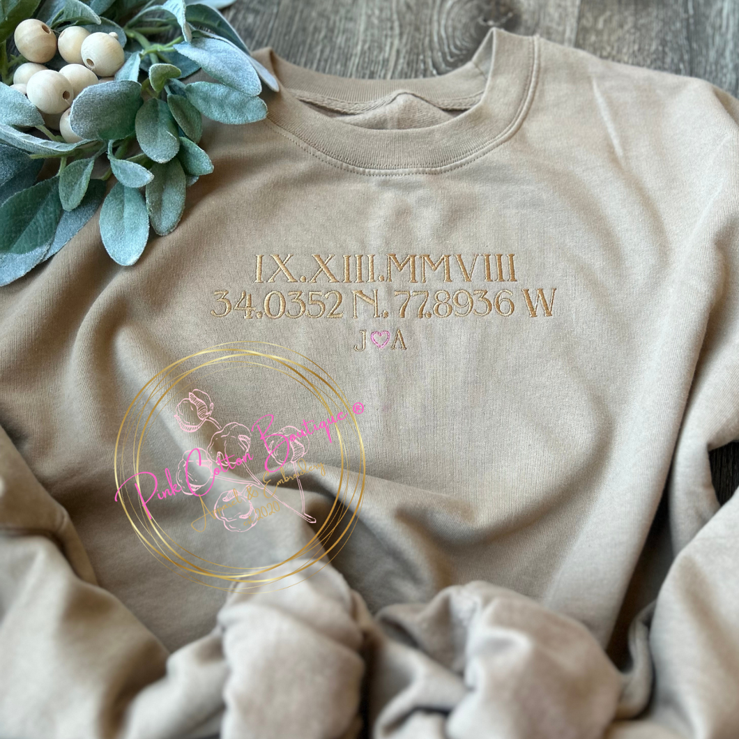 Embroidered Roman Numerals Anniversary Sweatshirt