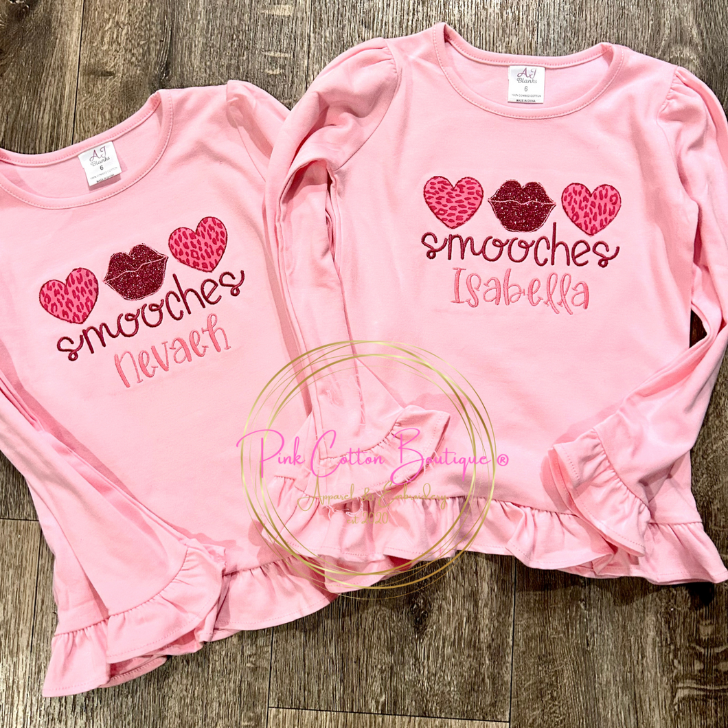 Embroidered Smooches Girls Top